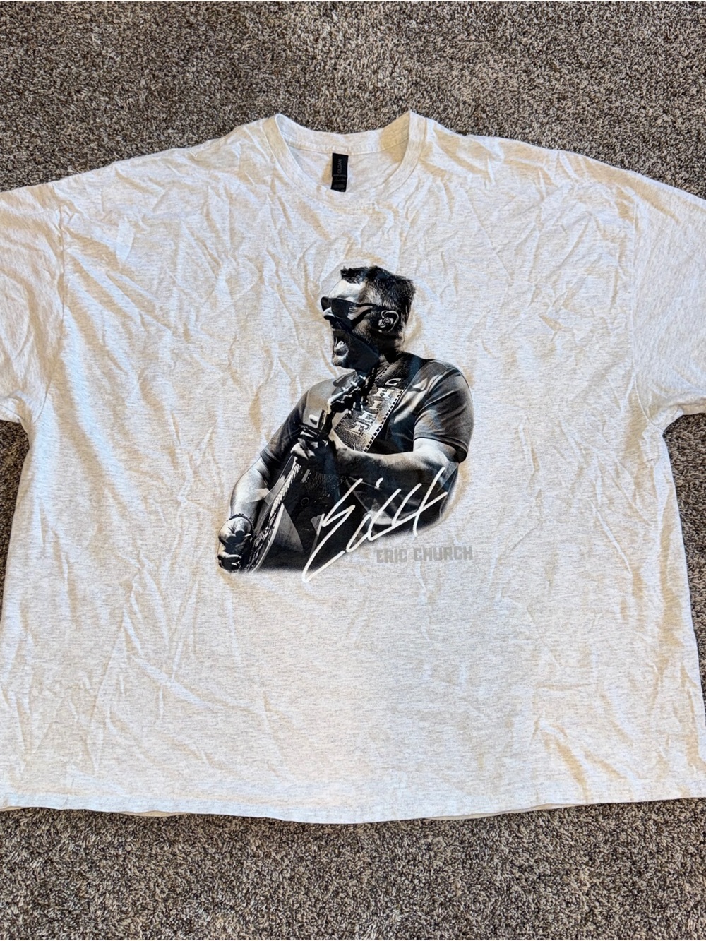 Eric Church Vintage Country Graphic Tee Music Fan Shirt 5XL White Portrait Flag